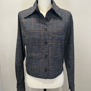 CAbi Plaid Textured Jacket (Blueprint Shacket)